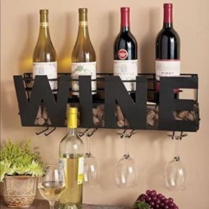 Premium Black Wall Mount Metal Wine Rack